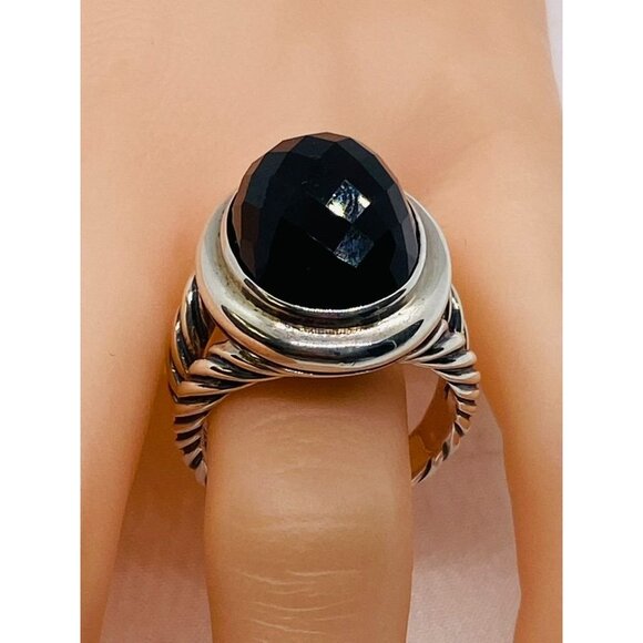 David Yurman Albion Onyx Sterling Silver 925 Oval Ring Size 8 - Picture 7 of 13